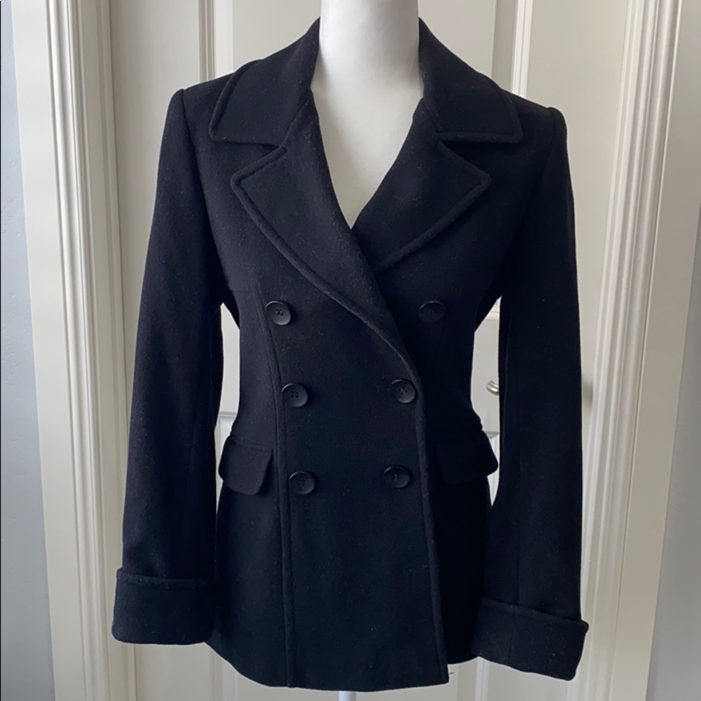 Moda international black wool pea coat